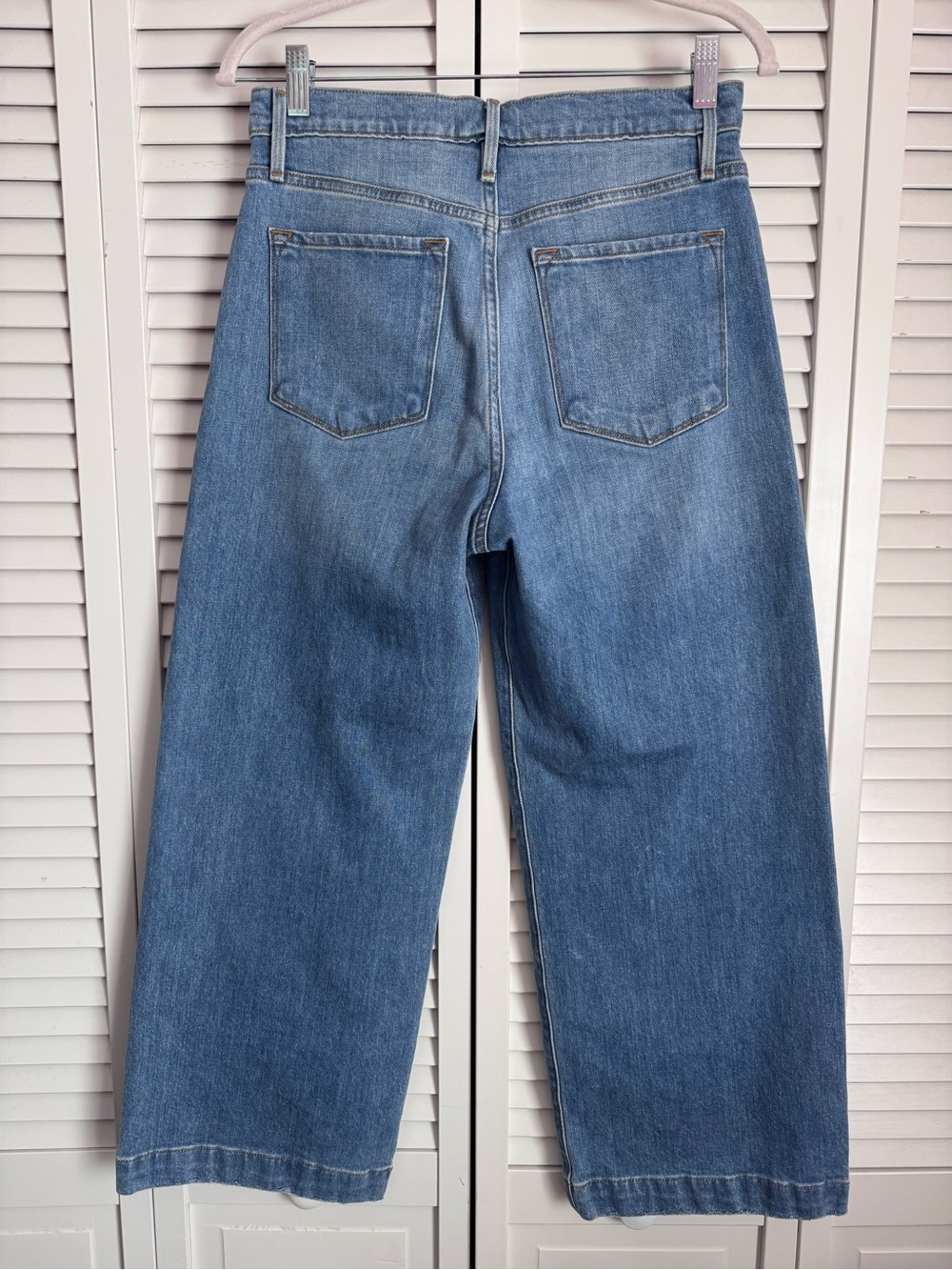 Frame Ali Wide Leg Cropped Culotte Blue Jeans Button Fly Yorkshire Wash 27 - Picture 5 of 9